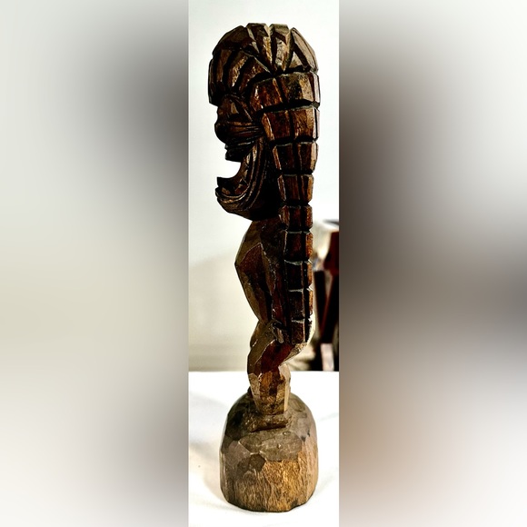 Vintage Hand Carved Wood Hawaiian Tiki God Figure Kuka 'ilimoku King Kamehameha - Picture 9 of 13